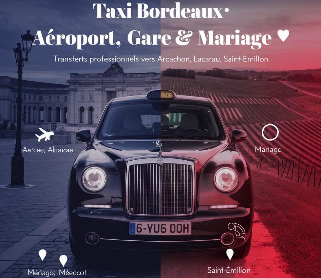 Van VTC jusqu'à 8 places à Bordeaux pour transferts aéroport, gare et mariage, vers Arcachon, Lacanau et Saint-Émilion